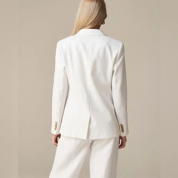 J. Crew Helena blazer in stretch linen blend BX793 Size 10 white